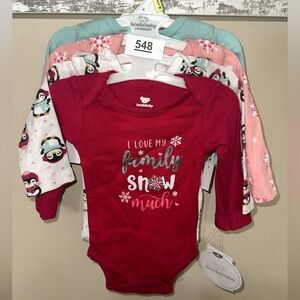 Long Sleeve Holiday Bodysuits - Set of 4